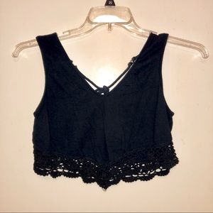 Kendall & Kylie Black Lace Crop Top
